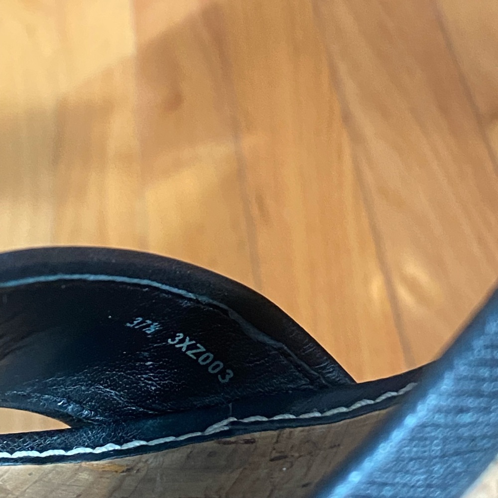 Prada Black and Natural Cork Wedge Sandals - Picture 9 of 16